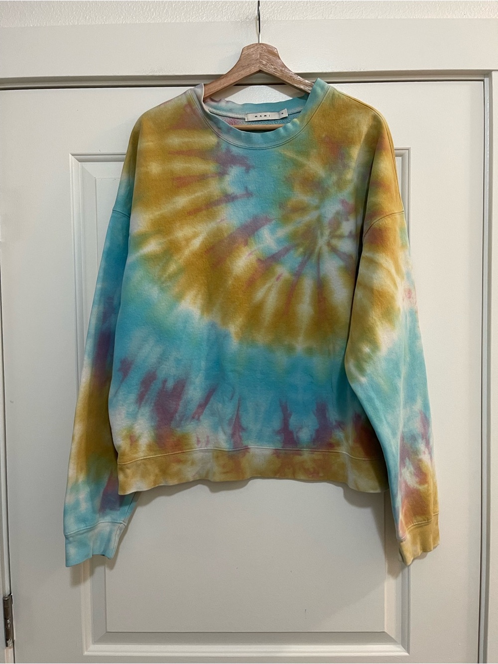 MNML Tie-Dye Crewneck Sweatshirt in Teal, Mustard & Purple